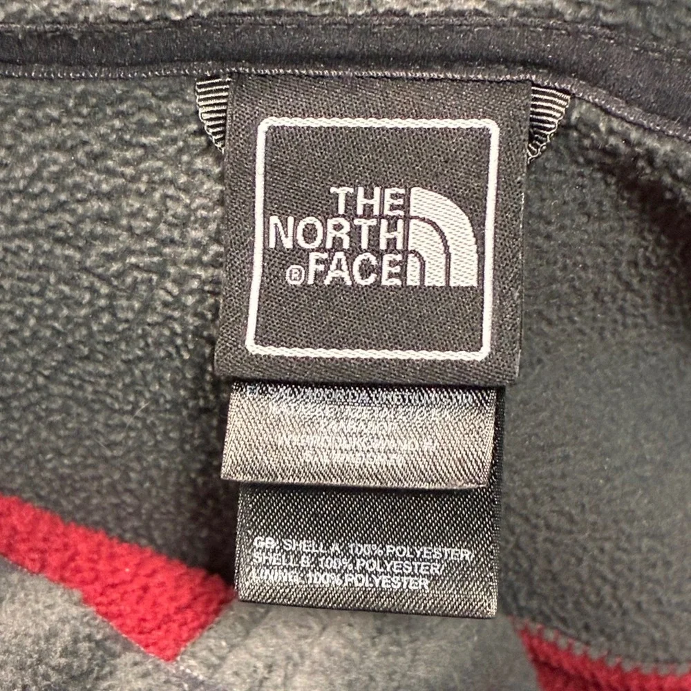 The North Face Mens M Red Gray Full Zip Fleece Jacket Outdoor Hiking